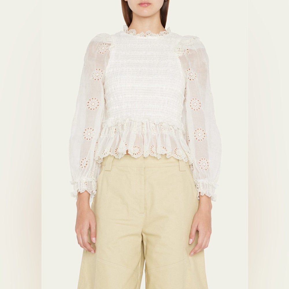 NWT Sea New York Blaine Lace Smocked Eyelet Blouse